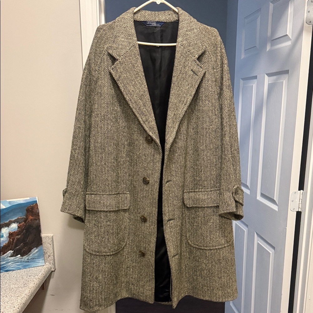 Ralph Lauren Peacoat Classic Herringbone Wool-Blend Coat - Neutral Taupe